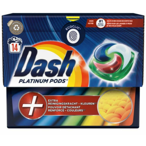 Капсули для прання для кольорової білизни Dash Platinum 4in1, 14 шт